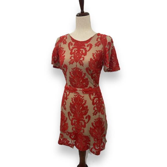 For Love And Lemons Red and Cream Mini Dress - Picture 3 of 14